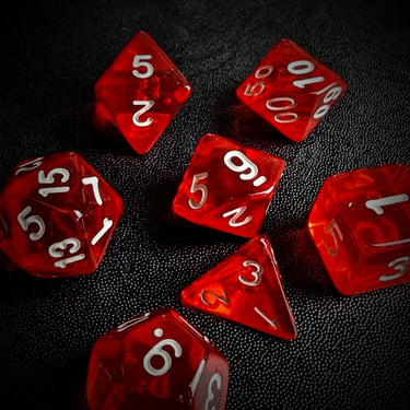 Clear Red Acrylic - 7pcs RPG Full Dice Set Scatter